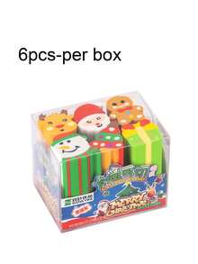 Set de 6 borradores de regalo de Navidad, premios y recompensas, caja de borradores divertidos y lindos, adecuados para recompensas en el aula, premios, recuerdos de fiesta, relleno de bolsas de regalo, escuela, oficina, hogar