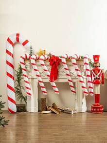 1 pieza Bastón inflable de PVC de 90cm, Bastón de caramelo gigante inflable para decoración de fiestas, Apto para decoración navideña interior/exterior, Navidad - Multicolor - Ver 3