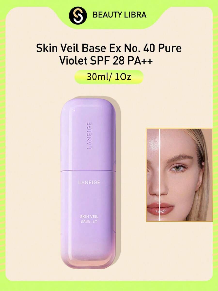 Laneige Skin Veil Base Ex No. 40 Pure Violet SPF 28 PA++ - Make-Up Base, Color-Correcting Make-Up Base, SPF Protection Make-Up Base, Moisturized Base, Hydrating Make-Up Base, Brightening Color-Correcting Make-Up Base,Smooth Make-Up Base,30ml - Mauve Purple - View 1