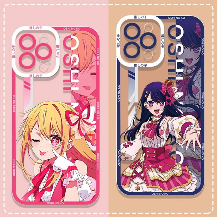 Oshi No Ko Anime Ai Hoshino Phone Case Compatible With 11 12 13 14 15 16 Pro Max Mini XR X XS 7 8 16Plus SE 2020 TPU Clear Soft Cover, Cover Compatible With 17 Pro Max Case, 17 Pro Case, 17 Case, 16 Pro Max Case - CXS-K1101T2 - 查看 1
