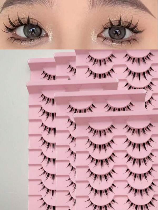 6 cajas/60 pares de pestañas postizas transparentes y naturales con estilo de dibujos animados, ligeras y adecuadas para uso diario, ir al trabajo, citas, fiestas