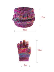 3 件套儿童冬帽套装，保暖针织帽配围巾和手套，适合秋冬户外活动 - 彩色 - 查看 4