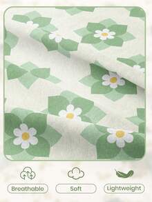 1 Stück Spannbetttuch, Bettwäsche-Set, grüner Blume Muster Matratzenbezug, atmungsaktiver rutschfester Matratzenschoner, Pillingresistent, staubresistent, maschinenwaschbar, Herbstdekoration, garteninspirierte Heimdekoration, naturthematische Bettwäsche