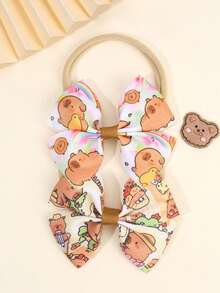 2 Stücke Capybara Muster Stirnbänder für Baby, Blumen Muster Baby Stirnbänder, süßes Capybara Muster Haarschleife Haarband für Kleinkind Säugling Neugeborene, elastische Nylon Haarband Herbst Winter Haarschmuck Kinder Baby Accessoires