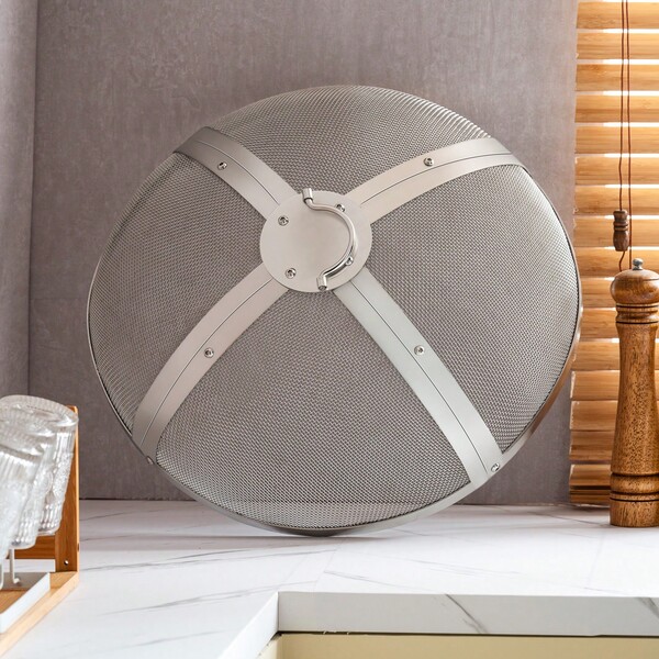 Fire Pit Spark Screen Round 27", Reinforced Heavy Duty Steel Metal Cover, Outdoor Firepit Lid, Easy-Opening Top Screen Covers Round With Ring Handle For Outdoor Patio Fire Pits Backyard