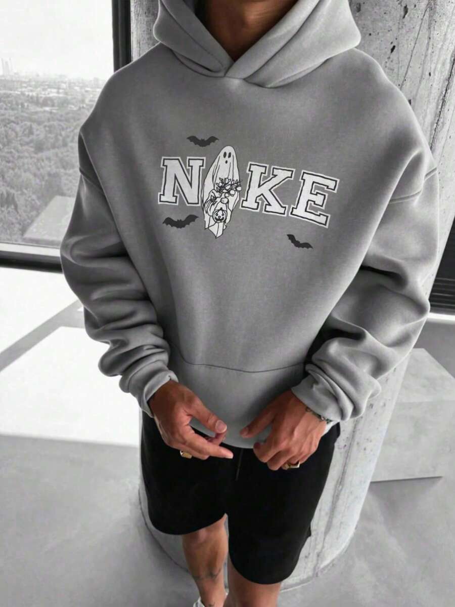 New Autumn And Winter Men's Hooded Sweatshirt With Retro Letter Design Long Sleeves Fashionable Versatile Simple And Minimalist Men's Wear