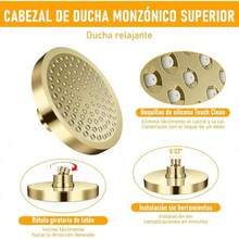 AUTOWT Ducha de Lluvia de Alta Presión, Cabezal de Ducha de ABS para Baño, Iseño de Cromo Moderno y Lujoso Instalación Sencilla sin Herramientas Ángulos Ajustables Regaderas Fijas(6 Inch) - 6 pulgadas-Dorado - Ver 12