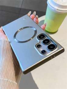 奢华金属漆哑光防指纹磁吸无线充电手机壳适用于三星 Galaxy S25Ultra S25 S24 Plus S23 S22 Ultra Plus 超薄无框散热后盖 CD 纹磁吸背板 - 銀色 - 查看 4