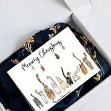 1 Stück Miau Miau Weihnachtskarte - Katzen Thema, ein witziger saisonaler Stationery-Set, geeignet für Katzenliebhaber, süße Katzen Illustrationen für die Feiertage, ideal als Geschenk für Freunde und Familie