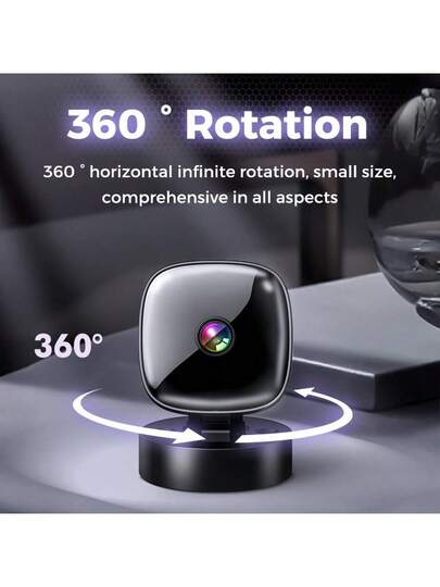 Mini WiFi Camera Motion Detection, Night Vision, 360° Rotation, Portable Indoor Monitor Baby, Pets, Door, Car view 4