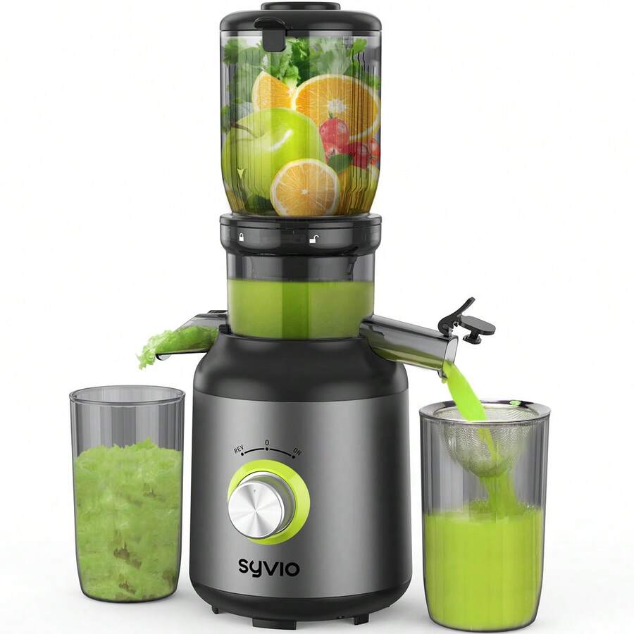 Syvio 3 Speed Centrifugal Juicer, Maximum Nutrient Retention Easy To Clean, Compact Design Suitable For Home Kitchens - Suitable For Fruits And Vegetables - The Ideal Choice For Health-Conscious Individuals And Fresh Juice Lovers, 301 Stainless Steel - Black - View 1