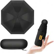 RENDIN Sombrilla Portatil para Sol y Lluvia - Paraguas de Bolsillo para Viaje, Mini Sombrilla Paraguas UV Protección del Sol - Verde Oscuro - Ver 2