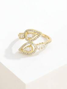 1 Piece Fashionable 14K Gold-Plated Double-Headed White Stone Drop Ring For Women's Daily Wear