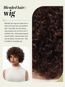 6英寸短卷发假发混合假发混合真人发和合成人发轻薄普通非洲卷适合日常派对节日和角色扮演假发女士发型