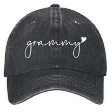 Neon 'Grammy' Sign With Heart Accent On Gradient Background Hats Vintage Washed Baseball Cap - màu đen - Xem 1