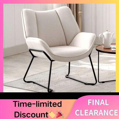  Chairus Chenille Armchair For Living Room Upholstered Tub Chair Single Occasional Accent Chair With Metal Legs