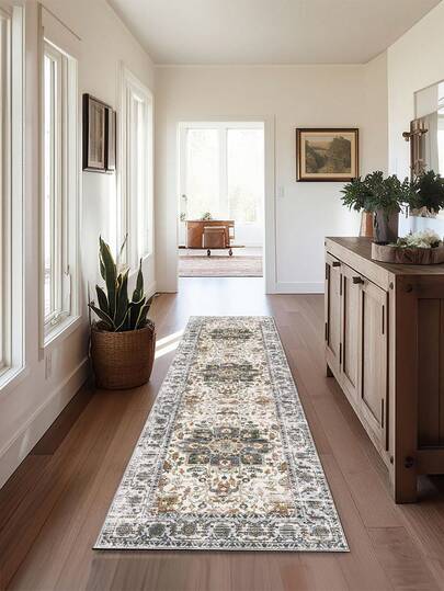 1 Piece Of Multi-Color Long Strip Living Room Dining Room Corridor Decorative Carpet, Bohemian Retro Style Pattern,Plush Material Thickness 10mm, Soft And Comfortable Touch, Easy To Maintain Waterproof And Stain Resistant, Anti Slip Backing, Area Rug, Suitable For Lobby, Rugs For Bed Room, Rugs Living Room,Rug Bedroom, Bathroom Rug, Kitchen Mat,Carpet For Living Room, Office, Room Decoration And Door Mat, Holiday Celebration.