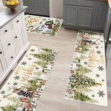 1 pièce Tapis de sol d'hiver multicolore avec bonhomme de neige, tapis d'entrée intérieur en velours épais et cristallin, tapis de chambre à coucher, tapis de cuisine, tapis de couloir, tapis de salle de bain épais et doux, absorbant et antidérapant, lavable en machine, convient pour l'entrée, le salon, la cuisine, la buanderie, la salle de bain - Polyester, absorbant, antidérapant, décoration de Noël