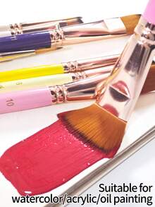 12pcs Oil Painting Brush Set, Acrylic Paint Brushes, High-Quality Nylon Hair, Good Water Absorption, Ergonomic Wooden Handle, 12 Brush Heads Suitable For Various Painting Techniques - Body Painting, Acrylic, Oil, Watercolor, Gouache