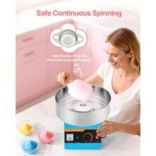 Cotton Candy Machine Commercial, 1000W Electric Candy Floss Maker, Easy Use With 15 Inch Stainless Steel Bowl And Sugar Scoop, Makes Hard Candy For Home Kids Birthday, Family Party, Blue - Blue Bevel - View 2
