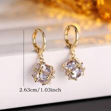 1 Pair Minimalist Fashion Cubic Zirconia Stud Earrings, Suitable For Daily Wear