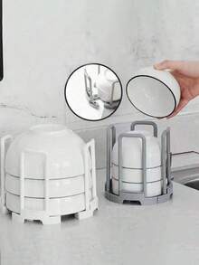 1/2/3 Pcs Dinnerware Bowl Plate Storage Holder, Kitchen Plastic Drain Rack, Dish Storage Display Stand, Adjustable Plate Holders For Dinner Plates Retractable Plates Organizer Dish Holder Plate Dish Rack Organizer With Handle For Kitchen Bowl Organizer, White/Gray 2 Colors Available