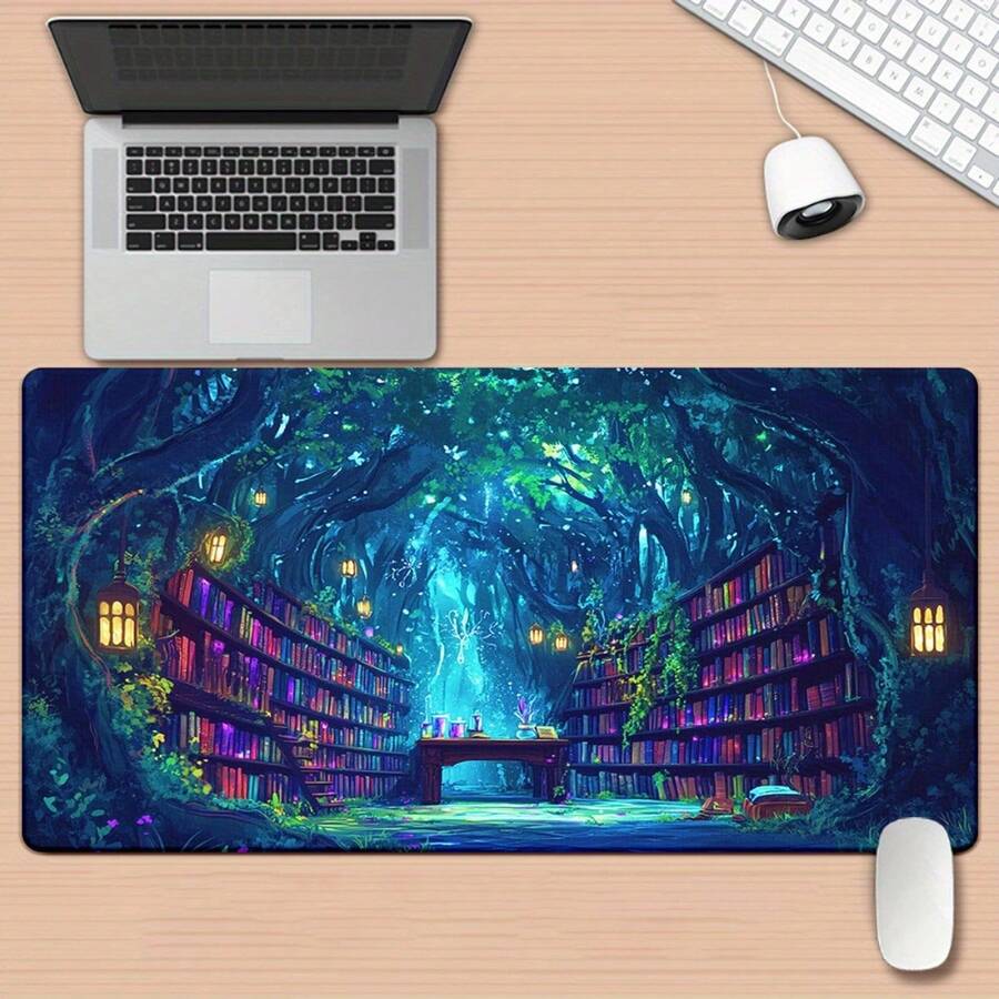 1 Piece, Magical Forest Library Path HD Printed Desk Mat, Multifunctional XXL Mouse Pad, Keyboard Gaming Mat, Office Computer PC Gamer Desk Mat, Rubber, Ideal Gift For Family And Friends, Desktop Mouse Pad - 60 x 30 cm (23,6 x 11,8 inch) - Xem 1