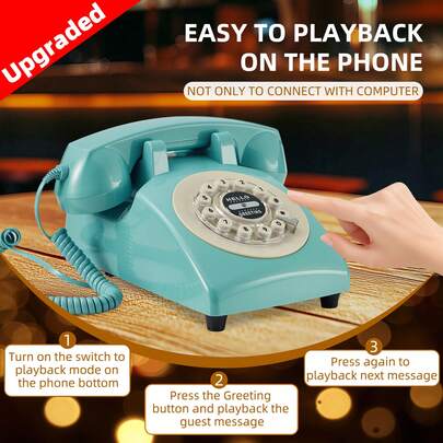 Audio Guest Book Wedding Phone, Retro Guestbook Phone, Record Message Phone For Wedding, Bridal Shower, Baby Shower, Birthday Party, Anniversary , Baby Blue