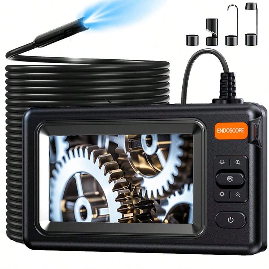 Endoscope Camera With Light - IP67 Waterproof Borescope Camera With 8 Adjustable LED Lights | 4.3" LCD Screen Borescope | HD 1080P Inspection Camera With 16.5ft Semi-Rigid Cord Tools For Men