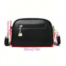 2-Layer Zipper Diagonal Shoulder Bag, Fashionable PU Soft Leather Women's Handbag, Simple Versatile Clutch, Middle-Aged Women's Bag, Shoulder Small Purse - Black - View 6