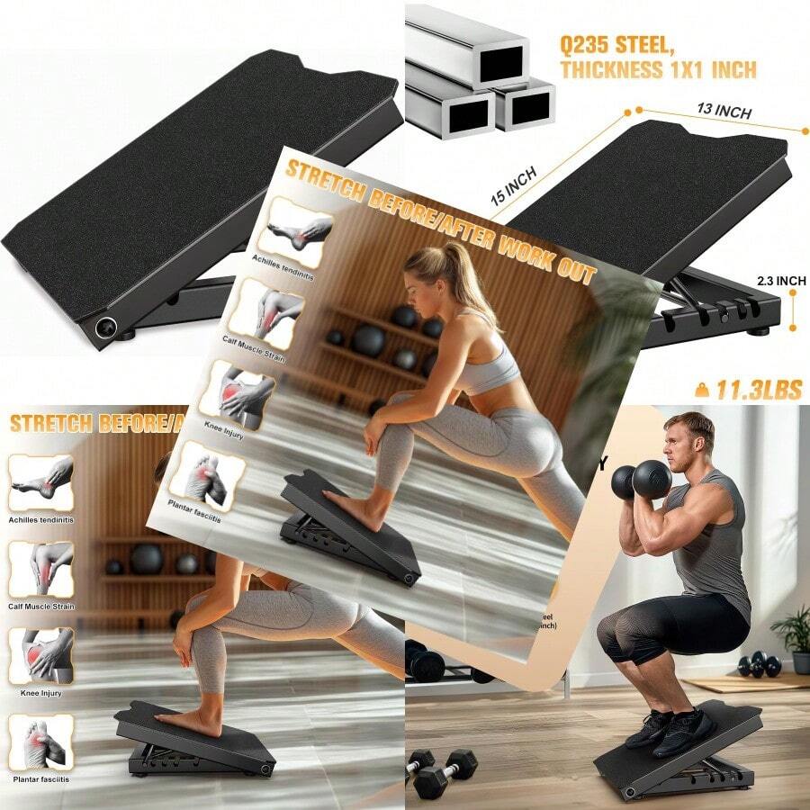Tavola Inclinata Regolabile Per Allungamento Polpacci – Slant Board Con 7 Angoli, Antiscivolo, Carico 50kg – Per Yoga, Fisioterapia E Stretching