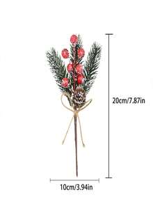Christmas Pine Needle Red Berry Stem Decor, Artificial Pine Needles, Pine Cones, Berries, Snow Flakes, Jute Rope Red Berries Stem