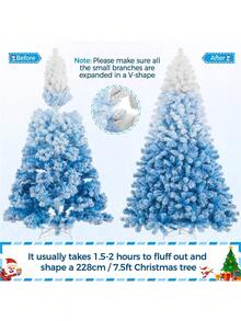 4.5/6/7.5ft Flocked Pre-Lit Christmas Tree Xmas Decorations With Foldable Stand