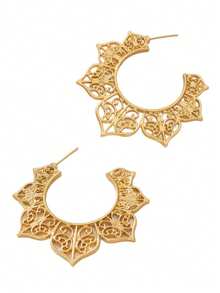 2 piezas Pendientes de aro con diseño floral hueco vintage, diseño exagerado, pendientes de moda versátiles para mujeres, adecuados para uso diario y reuniones