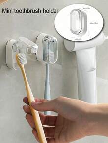 一套壁挂式牙刷架，配有2/3/4个牙刷杯和牙膏分配器，简约创意浴室壁挂式牙刷收纳整理架，无需钻孔，节省空间