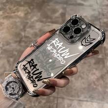 Funda para Teléfono R-Rauw Alejandro Estilo Graffiti Creativo a, Compatible con 17 16E 16 15 14 13 12 11 Pro X XR XSMAX 8 Plus, Antigolpes, Transparente, Tapa Trasera Suave.17   17promax - Plateado - Ver 4