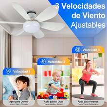 40W Ventilador de Techo con Luz | E26\/E27 Ventiladores de Techo Peque?o con Luces | 20.5in Ventilador de Techo de Montaje Empotrado con Luce y Mando a Distancia | 3 Colores Regulables y 3 Velocidades - negro - Ver 5