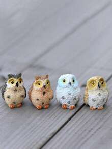 1 pieza Nuevo accesorio de decoración de figura de búho animal lindo para micro paisaje, ornamento pequeño de escritorio, adecuado para Halloween, Día de San Valentín y Navidad, decoración de micro paisaje, material ABS búho