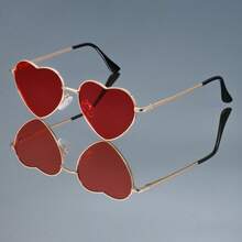 New Vintage Heart Y2K Fashion Glasses For Women And Men Simple Cute  Irregular Fashion Decorative Glasses - 紅色 - 查看 6