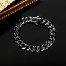 MDFUN 1pc Fashionable & Versatile Minimalist Stainless Steel Cuban Link Bracelet With Spring Clasp, Suitable For Women And Men, For Daily Wear, Parties, Holidays, And Gift Giving