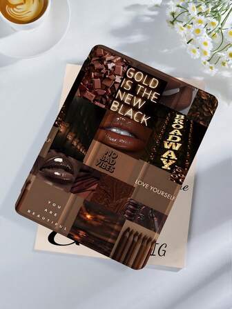 Surfplatta med kaffesvart collagemönster, kompatibel med iPad 9.7/10.2/10.5/10.9/12.9/Pro 11, 10:e generationen, kompatibel med Galaxy Tab S6 Lite 10.4-tums, kompatibel med Kindle Paperwhite 12:e generationen 2024, Kindle (11:e generationen) 2022-versionen, Kobo Clara Color, mjukt fallskydd, smart stativ/automatisk väckning/viloläge