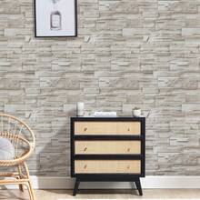 1 卷砖纹自粘壁纸，即撕即贴壁纸，仿砖纹自粘壁纸，仿石纹自粘可移除壁纸，适用于厨房防油墙面、壁炉装饰乙烯基材料 17.7 英寸 X 39.3/118.1/196.8/393.7 英寸，四季可用壁纸砖纹壁纸