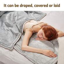 PORIYA Electric Heated Throw Blanket With 6 Heat Settings & 9-Hour Timer, Ultra-Soft Flannel & Sherpa Fabric, Overheat Protection, For Home, Office & Camping - Azul - Ver 4