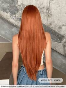 NICKY WALL 32Inch Extra Long Straight Layered Orange Wigs For Women Elegant Nature Looking Wigs With Full Bangs,High Density Fluffy Synthetic Heat Resistant Fiber Hair,For Beginners Glueless Daliy Party&Halloween Anime Cosplay Wear, Music Festival Party Use