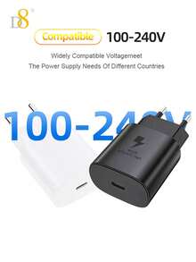 Zestaw szybkiej ładowarki PD 25 W, zawiera superszybki adapter ładowarki 25 W i kabel ładujący USB-C o długości 3,3 stopy/6,6 stopy, kompatybilny z modelami Galaxy S25/S24/S23/S22/S21/S20/Plus/Ultra/FE, Note 20/10/Z Fold/Flip, A17 oraz 16/16 Pro/16 Pro Max/16 Plus/17 Air/15 Pro/15 Plus/15 Pro Max - Wtyczka UE typ C (220–240 V) - Zobacz 10