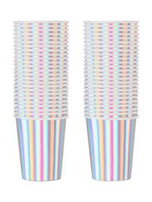 50/25 pièces Gobelets holographiques dégradés arc-en-ciel de 9 oz, réutilisables pour boissons froides/chaudes, thé, café, eau, lait, jus avec motif arc-en-ciel, idéal pour les anniversaires, mariages, fêtes de Noël et d'Halloween