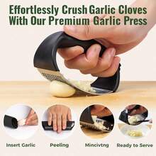 Stainless Steel Manual Garlic Press (With Comfortable Handle) - màu đen - Xem 3