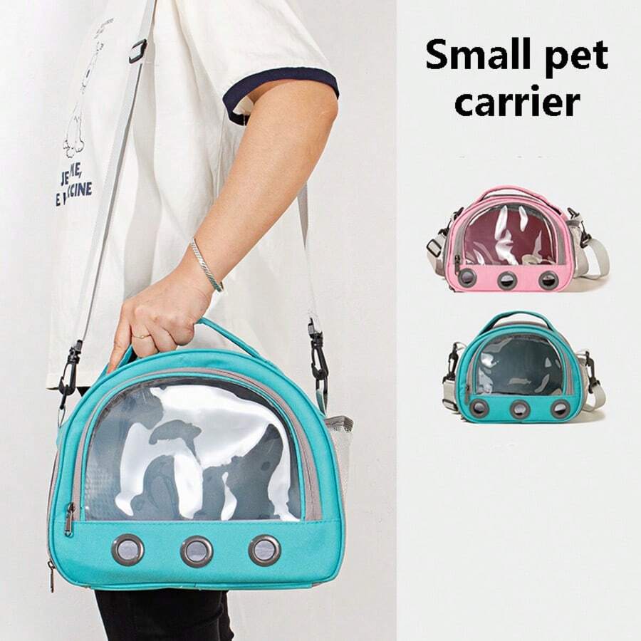 1PC Small Pet Travel Bag For Hamsters, Breathable And Comfortable, With Visibility, Single-Shoulder Design, Suitable For Transporting Small Pets Like Parrots, With A Handle For Carrying. - Multicolor - View 1