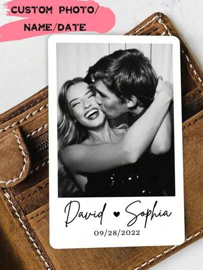 1/2/5pcs Custom Photo Wallet Card, Personalized Photo Wallet Insert Card, Custom Couple Photo Wallet Card, Personalized Wallet Card With Picture, Personalised Photo Wallet Purse Card, Pets, Grandparents,Girlfriend For Christmas, For Winter, For Fall/Autumn, For Holiday, For Weddings Treasure Finds, Winter Fashion, Christmas Gift