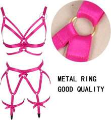 Women'S Body Harness Carnival Garter Bra Set Elastic Hollow Top Bra Punk Gothic Photography Costume - ColorH - 查看 4